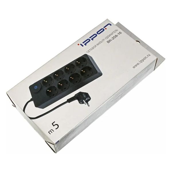 Сетевой фильтр Ippon BK258-16, 5м, черный