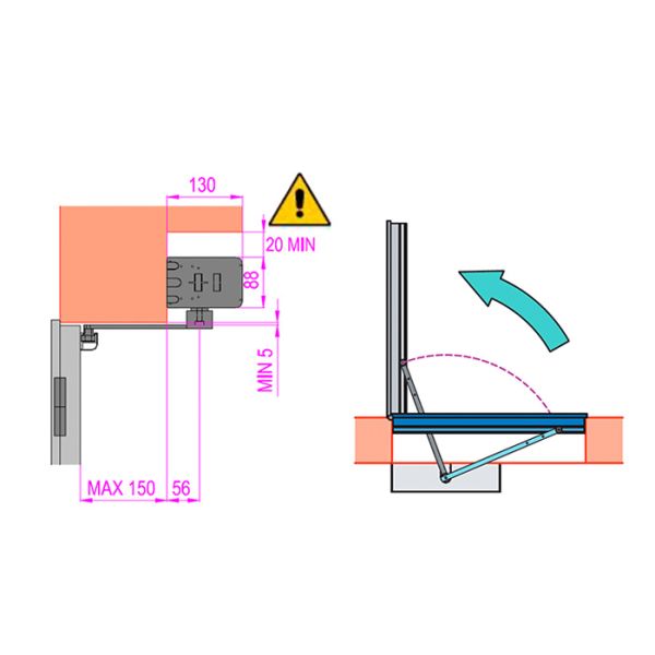 Скользящий рычаг Came 818XA-0070 для приводов FLUO-SW3 для открывания створки наружу
