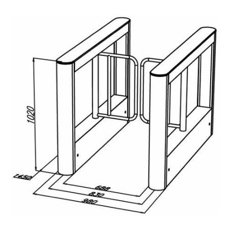 Боковой модуль турникета с распашными створками ОМА-84.888 (V1) из нержавеющей стали с картоприемником