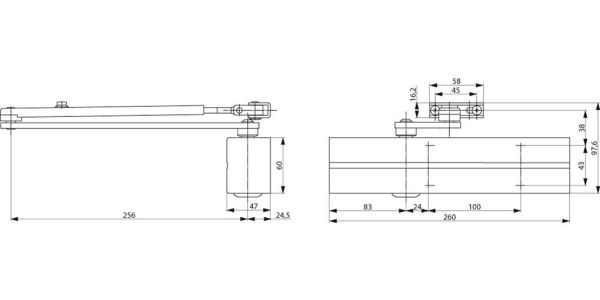 Дверной доводчик Abloy DC336 с рычажной тягой L190
