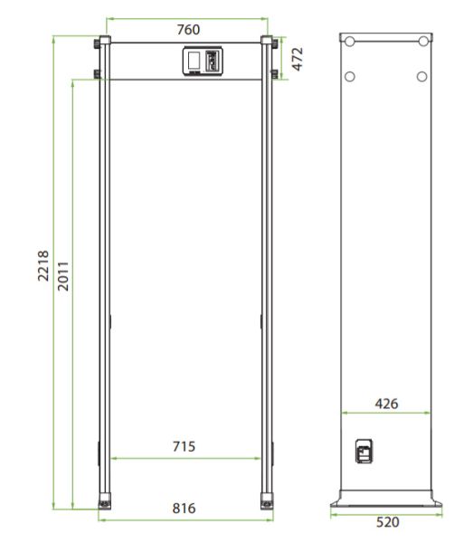 Металлодетектор арочный ZKTeco AMD600 (714 мм)