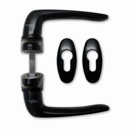 Комплект ручек dormakaba BREMEN на овальной розетке, черный, для профильных дверей