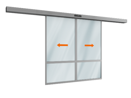 Автоматическая раздвижная дверь Doorhan (две подвижные лайтстворки) для привода AD-SP
