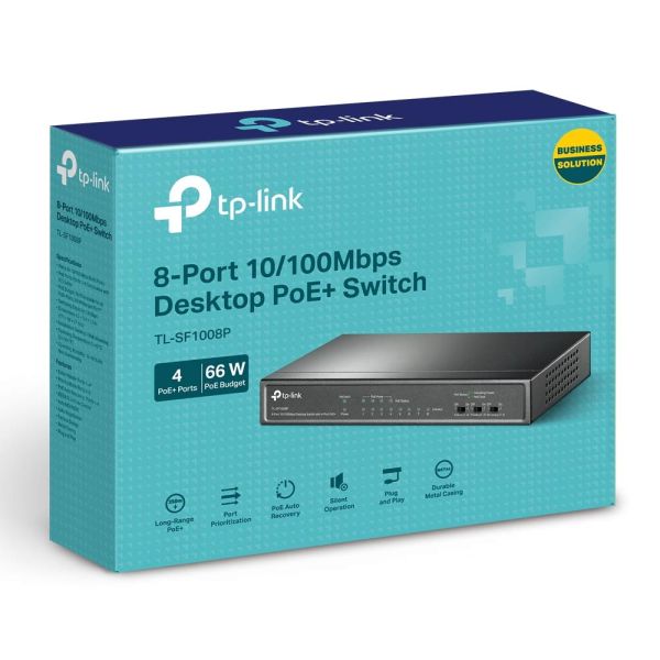 Коммутатор настольный 8-портовый TP-Link TL-SF1008P с 4 портами PoE плюс