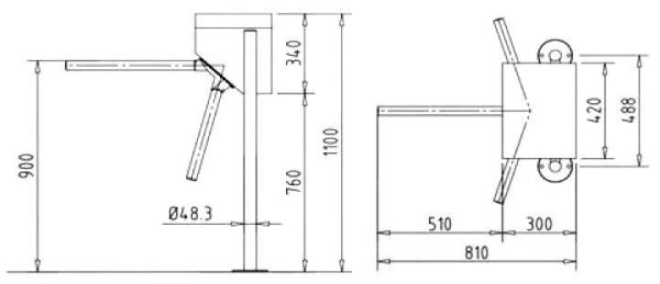 Турникет-трипод трехштанговый Kaba Kerberos TPB-S03, механизм Тип 2