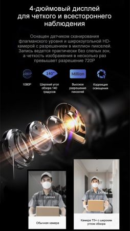 Электронный биометрический замок Moorgen T5+, Гардиан 32.21, кристаллы Сваровски, видеоглазок, Face-ID, Wi-Fi