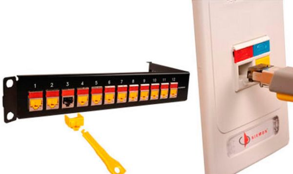 Заглушка для проходных адаптеров LC Siemon LockIT LL-LC-05, желтая (упаковка 10 шт., 1 ключ)