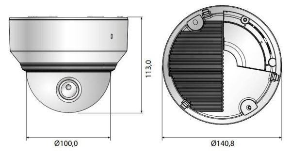 Купольная сетевая IP-видеокамера 2Мп Wisenet XND-6080RV (2.8-12мм) в алюминиевом корпусе