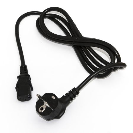 Кабель питания компьютера Hyperline PWC-IEC13-SHM-1.0-BK, 10A, угловая вилка, 1м