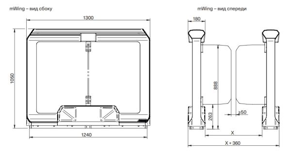Распашной турникет Magnetic mWing с закаленными створками 900 мм