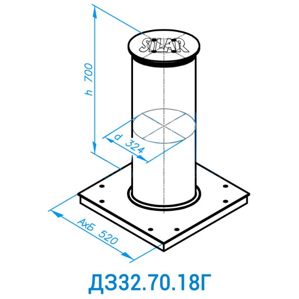 Противотаранный боллард Silar ДПС 32.70.18Г с внешней гидростанцией