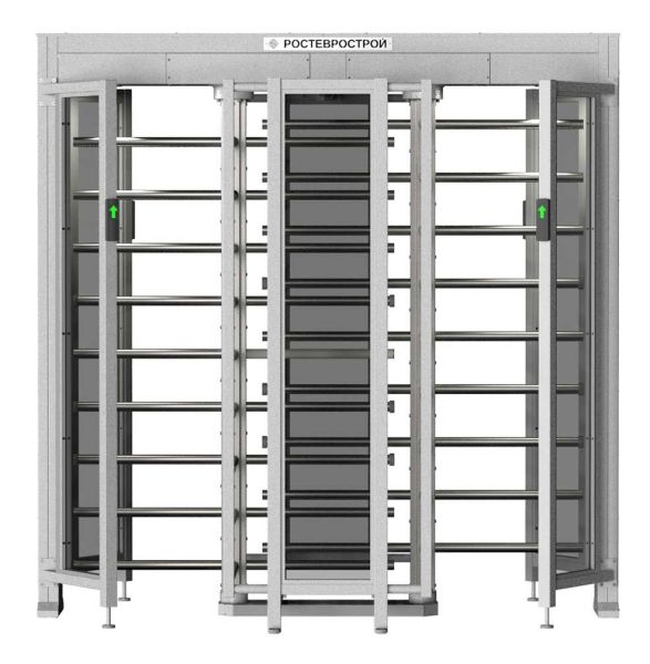 Турникет уличный полноростовой двухпроходной Ростов-Дон ПР2С/3М2 НЕРЖ с ограждением из закаленного стекла