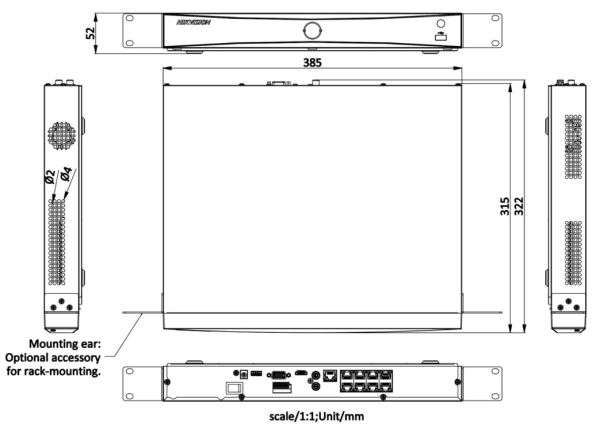 8-канальный сетевой 4K PoE-видеорегистратор HikVision DS-7608NXI-K2/8P с AcuSense