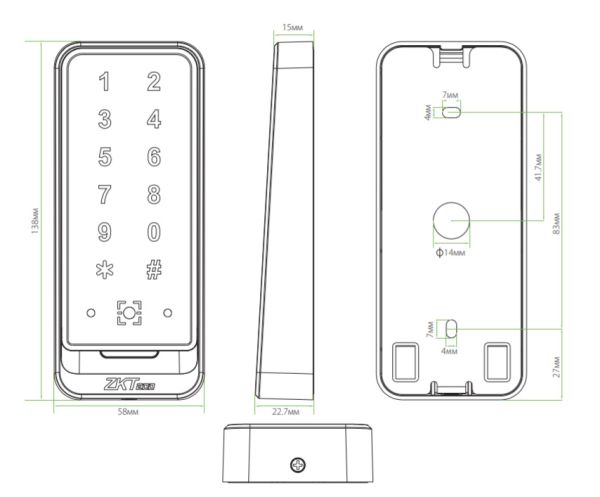 Считыватель QR-кода и RFID карт Mifare ZKTeco QR600-VK-M с клавиатурой
