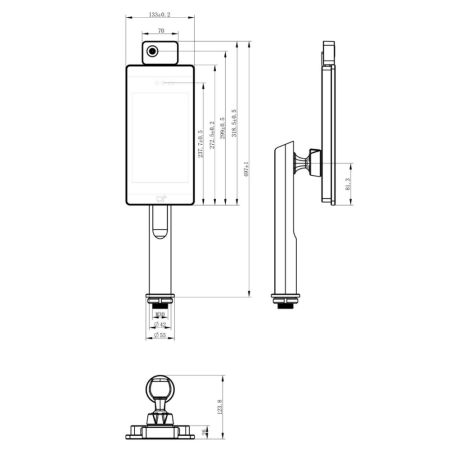Биометрический терминал распознавания лиц и температуры тела Uface 8T-H Temp с кронштейном на турникет