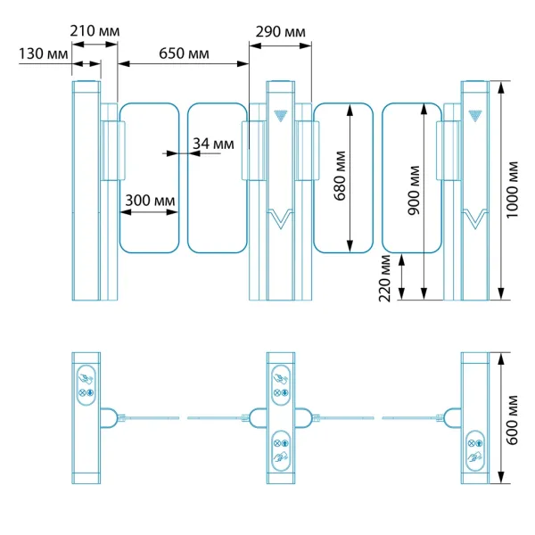 Центральный модуль распашного турникета Блокпост Vector 300 C