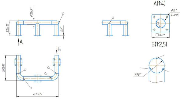 Колесоотбойник для защиты островка безопасности Интемс (821х550 мм)