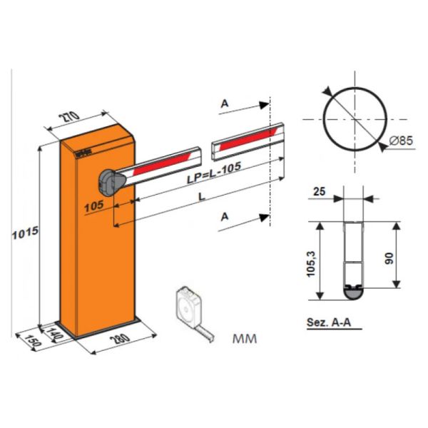 Комплект шлагбаума автоматического Faac 620/5 STD дюралайт, с круглой стрелой 5 м