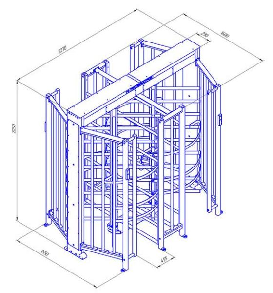 Турникет-шлюз уличный полноростовой двухпроходной Ростов-Дон ПР2Ш/4М2 НЕРЖ