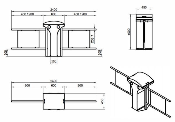 Турникет-калитка двухпроходная моторизованная Came SALOON 605 для маломобильных граждан
