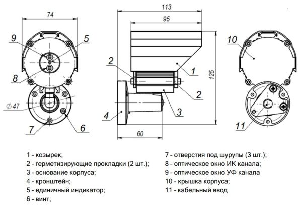 Пожарный извещатель ТЮЛЬПАН 3-16 пламени, ИК и УФ многоспектральный