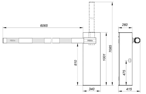 Шлагбаум автоматический PERCo GS16 с круглой стрелой 6,3 м и встроенной системой обогрева