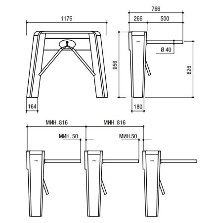 Турникет-трипод тумбовый Came XVia 001PSXV02 (с планками Антипаника)