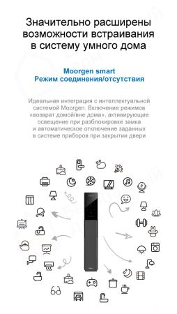 Электронный биометрический замок Moorgen T5+, Гардиан 32.21, кристаллы Сваровски, видеоглазок, Face-ID, Wi-Fi