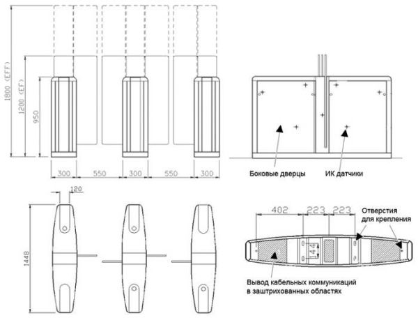 Левый модуль проходной Gunnebo SpeedStile FP EV 1200