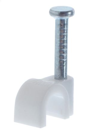 Скоба круглая с гвоздем Экопласт 5.3х4, белая, 50 шт. Скоба круглая с гвоздем Экопласт 5.3х4, белая, 50 шт.