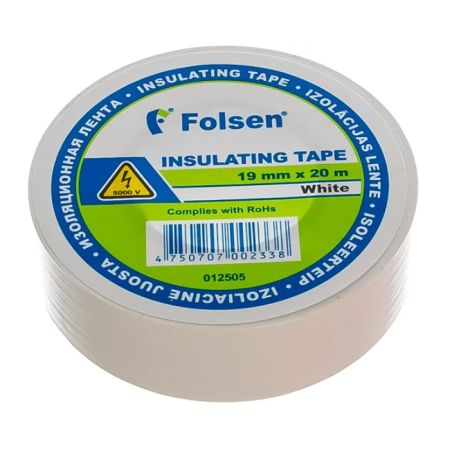 Изоляционная лента Folsen 19ммx20м белая (012505) Изоляционная лента Folsen 19ммx20м белая (012505)