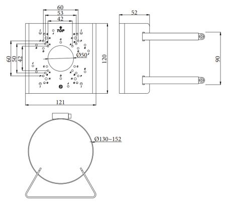 Кронштейн для видеокамер RVi-2BPM-2 для крепления на столб Кронштейн для видеокамер RVi-2BPM-2 для крепления на столб