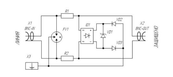 УЗИП Hakel H30 6В, 75Ом, BNC (F/F) для защиты систем видеонаблюдения по одной коаксиальной линии