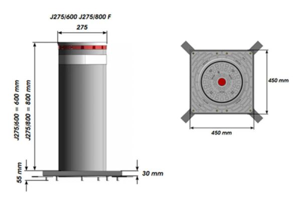 Комплект автоматического противотаранного барьера FAAC J275 HA V2 800 мм