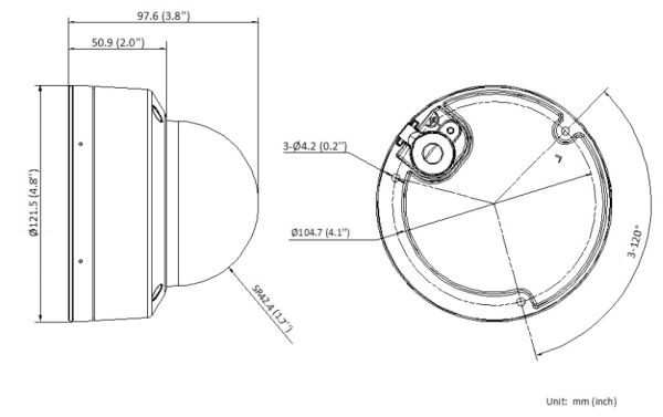 Антивандальная купольная IP-камера 4Мп HiWatch DS-I452L (4 мм) с технологией ColorVu
