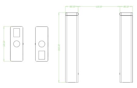 Турникет оптический ZKTeco OP1011 с контроллером и RFID-считывателем