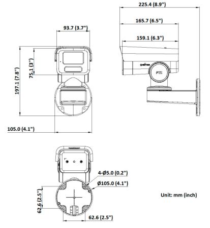Уличная скоростная поворотная IP-камера 4Мп HiWatch PTZ-Y2404I-DE (2.8-12 мм) c EXIR-подсветкой до 50м и микрофоном