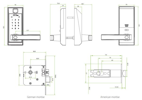 Электронный замок ZKTeco AL20B-Z1 со считывателем отпечатков пальцев и Bluetooth