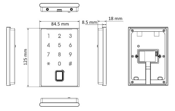 Считыватель HikVision DS-K1109EKFB отпечатков пальца и EM-Marine карт, с поддержкой Bluetooth и клавиатурой