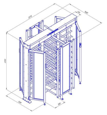 Турникет уличный полноростовой двухпроходной Ростов-Дон ПР2С/4М2 У с ограждением из закаленного стекла