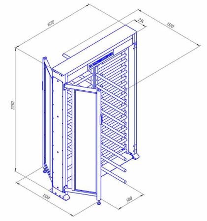 Турникет полноростовой 4-х лопастной со стеклом Ростов-Дон ПР1ЛС/4М2 НЕРЖ