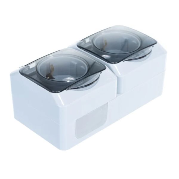 Розетка двойная Schneider Electric Этюд PA16-244C с заземлением, со шторками, IP44, серый