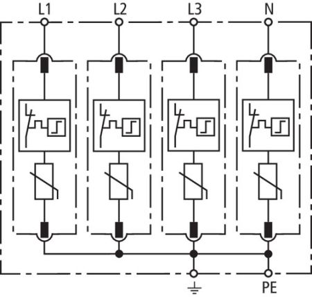 Ограничитель перенапряжения Dehn+Sohne DG M TNS 275 (класс II) 40кА 275В 952400