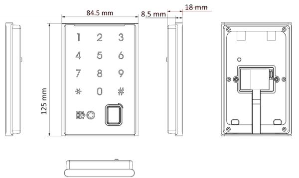 Считыватель HikVision DS-K1109DKFB-QR отпечатков пальца и Mifare карт, QR-кодов, с поддержкой Bluetooth и клавиатурой