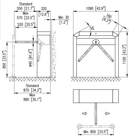 Турникет-трипод тумбовый Cominfo BAR BA