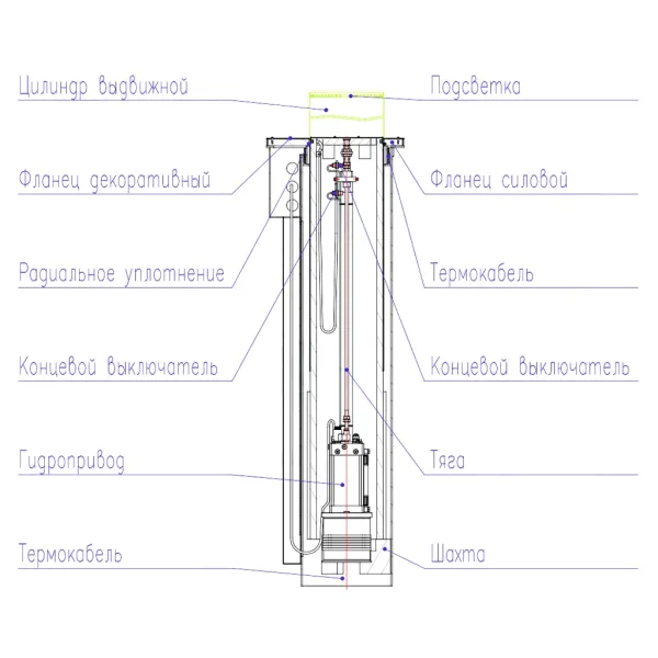 Противотаранный боллард Silar ДПС 32.80.30ГП с встроенным гидроприводом