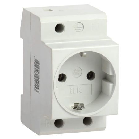 Розетка с заземлением на DIN-рейку IEK РАр10-3-ОП белая (MRD10-16)