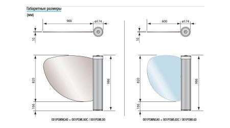 Створка из органического стекла PSWL60 L=600 мм для турникета-калитки WING40
