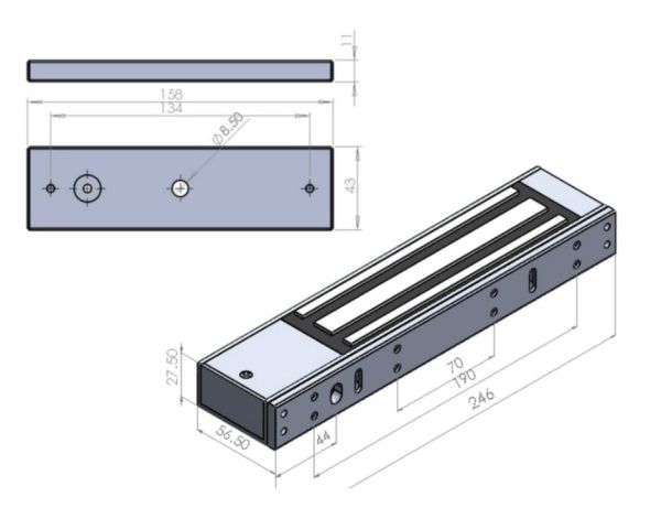 Электромагнитный замок ZKTeco LM-3505, 350 кг