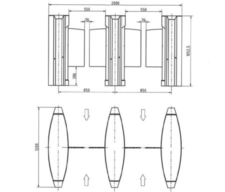 Боковой модуль распашного турникета Gotschlich Selection DF (высота 1052 мм) (6SEL1EC-BM/BS)